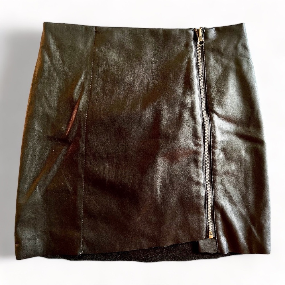 Asymmetrical Faux Leather Skirt